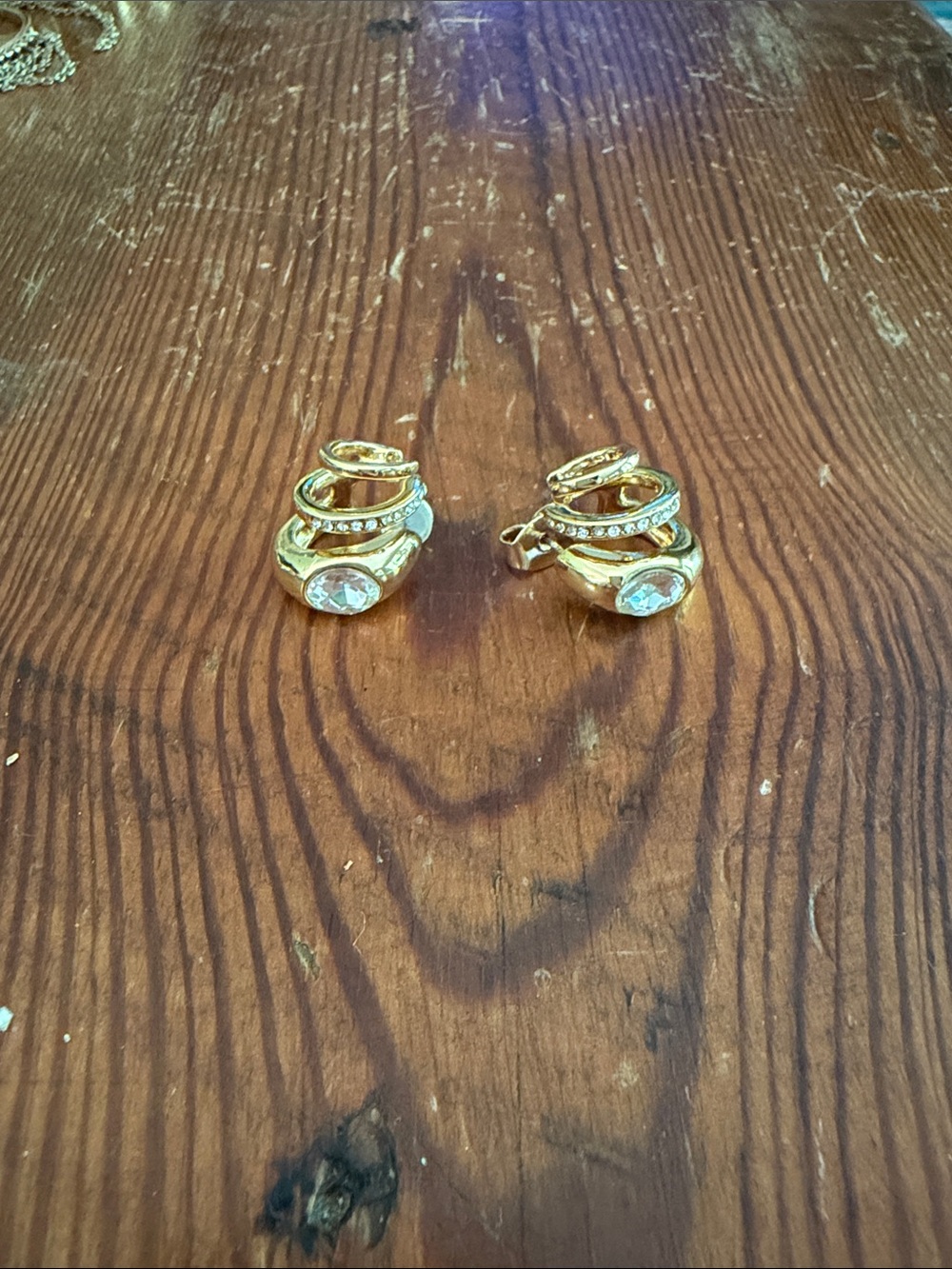 Gold Crystal Hoop Earrings - Women Jewelry
